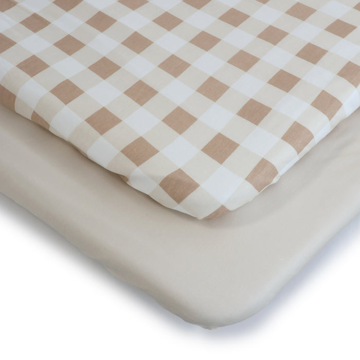 Bubba Sundae 2pk Jersey Co Sleeper/Bedside Sleeper Fitted Sheets - Chestnut - Bubba Blue Australia