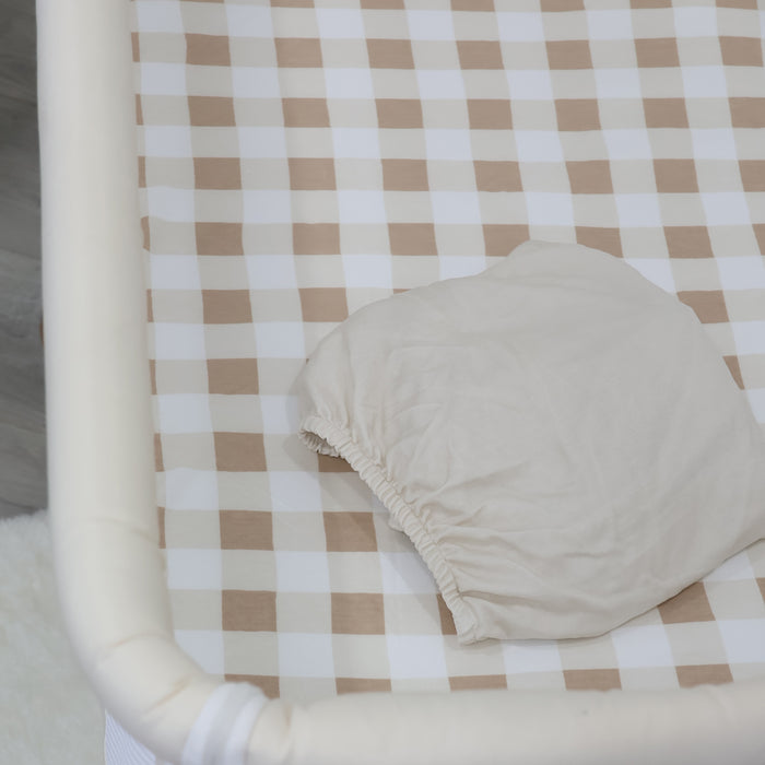 Bubba Sundae 2pk Jersey Co Sleeper/Bedside Sleeper Fitted Sheets - Chestnut - Bubba Blue Australia