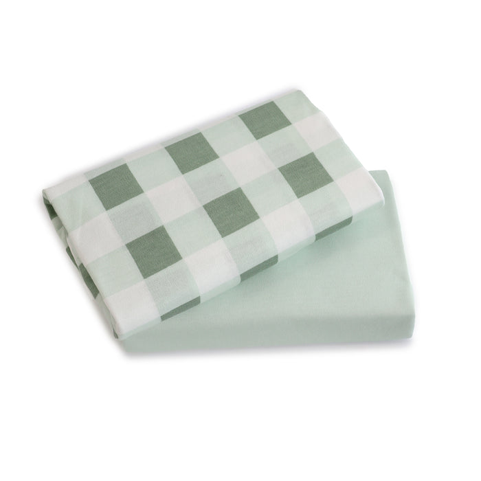 Bubba Sundae 2pk Jersey Co Sleeper/Bedside Sleeper Fitted Sheets - Greentea - Bubba Blue Australia