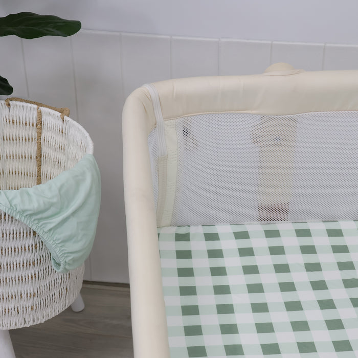 Bubba Sundae 2pk Jersey Co Sleeper/Bedside Sleeper Fitted Sheets - Greentea - Bubba Blue Australia