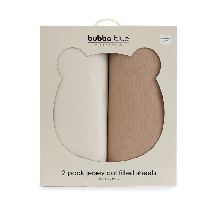 Sundae 2pk Jersey Cot Fitted Sheets - Chestnut - Bubba Blue Australia