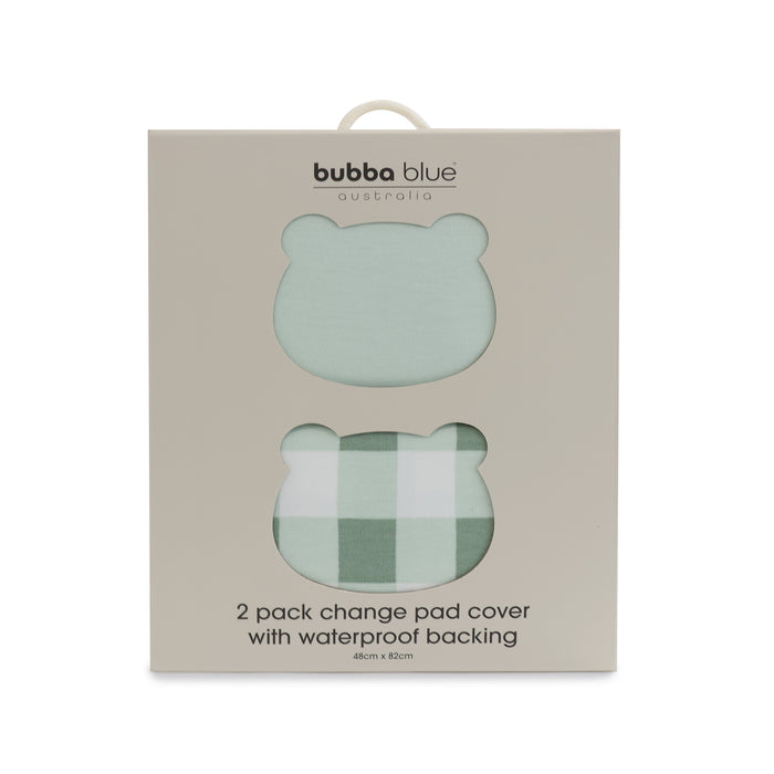 Bubba Sundae 2pk Waterproof Change Pad Covers - Greentea - Bubba Blue Australia