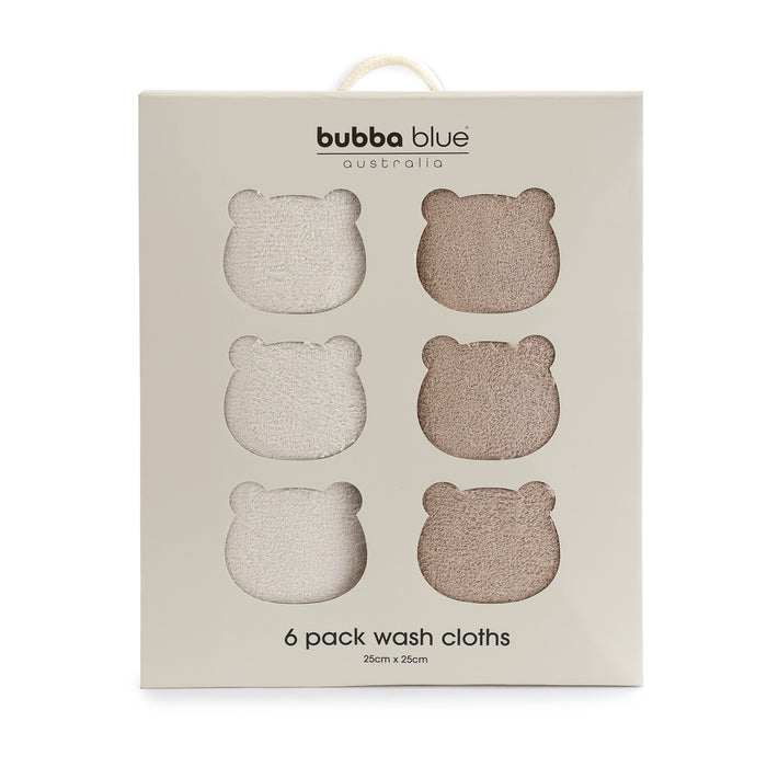Bubba Sundae 6pk Wash Cloths - Chestnut - Bubba Blue Australia