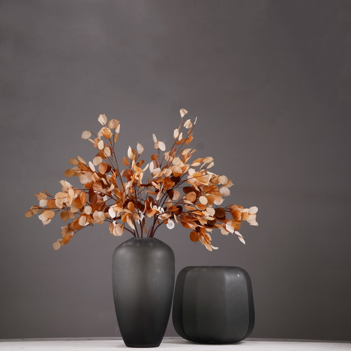 Bulk Wabi-Sabi 35" Lunaria Stems Branches White Burnt Orange Leaves Plants Wholesale