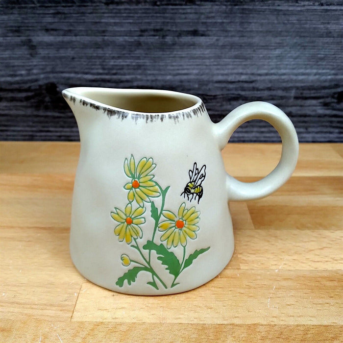 Bumble Bee and Flower Sugar Bowl with Lid and Creamer Pitcher Set by Blue Sky