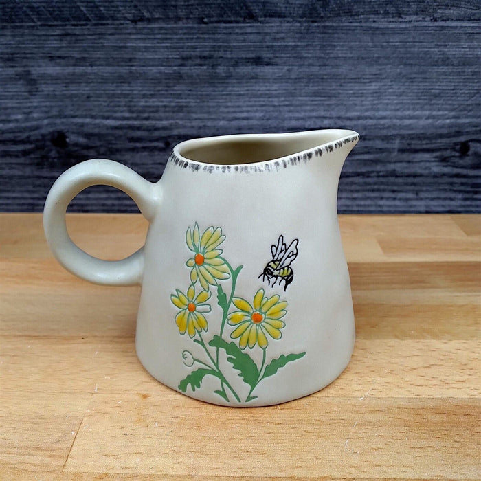 Bumble Bee and Flower Sugar Bowl with Lid and Creamer Pitcher Set by Blue Sky