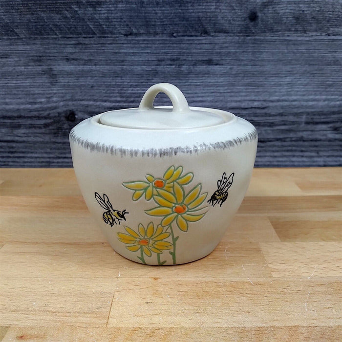 Bumble Bee and Flower Sugar Bowl with Lid and Creamer Pitcher Set by Blue Sky