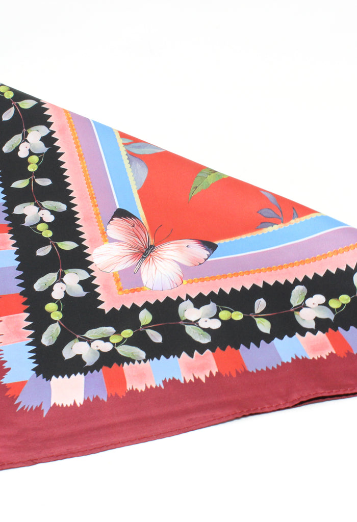 Butterfly Border Satin Scarf