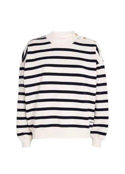 Button Detail Sweatshirt (Stripe)
