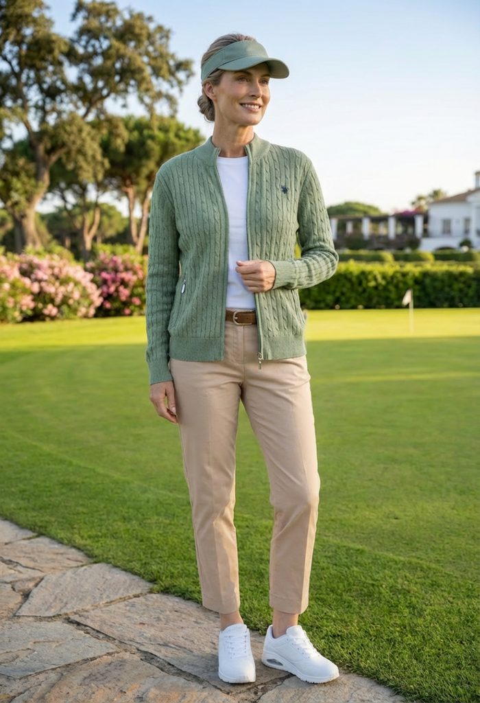 Cable Knit Zip-Up Cardigan