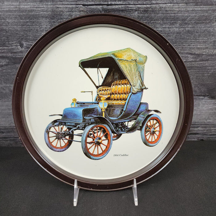 Cadillac 1904 Antique Car Collectible Serving Tin Tray VTG Metal Atlantic Can Co