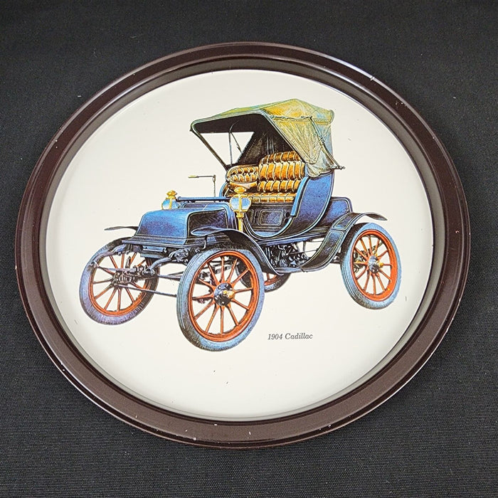 Cadillac 1904 Antique Car Collectible Serving Tin Tray VTG Metal Atlantic Can Co