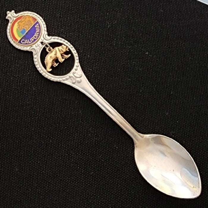 California Golden State Collectible Travel Souvenir Spoon 4.5" with Bear Dangler