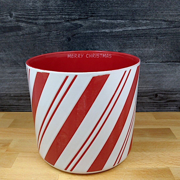 Candy Cane Holiday Planter 6" Decorative Christmas Canister Blue Sky Clayworks