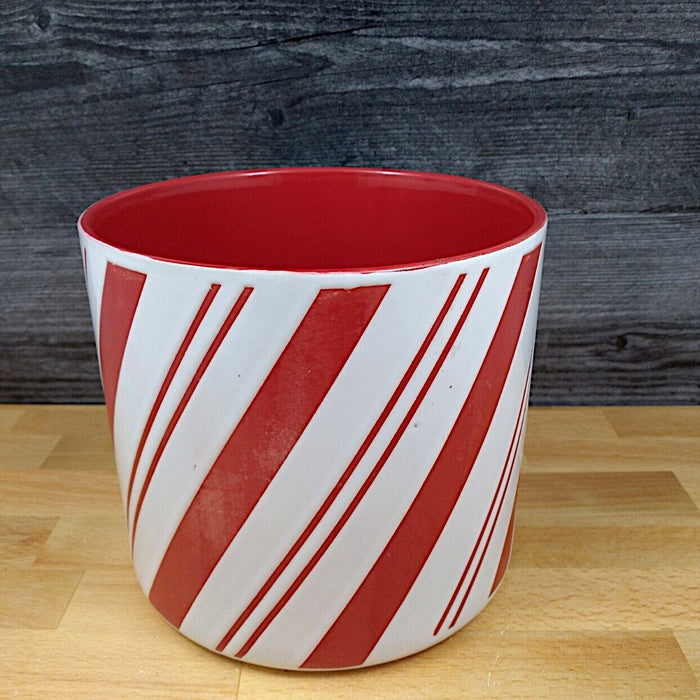 Candy Cane Holiday Planter 6" Decorative Christmas Canister Blue Sky Clayworks