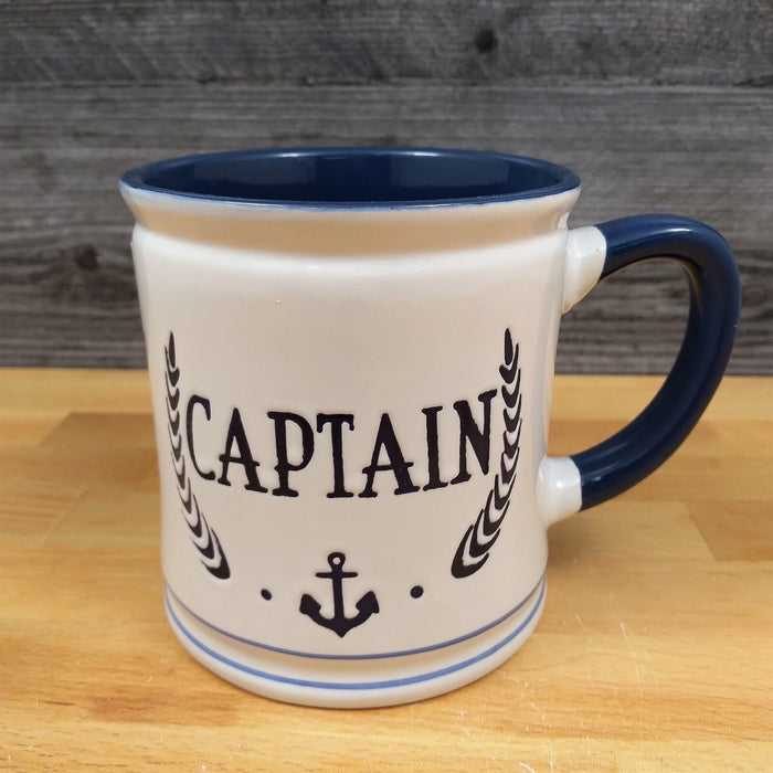 Captain Nautical Coffee Mug 17oz (455ml) Embossed Blue Sky Ceramic Tea Cup