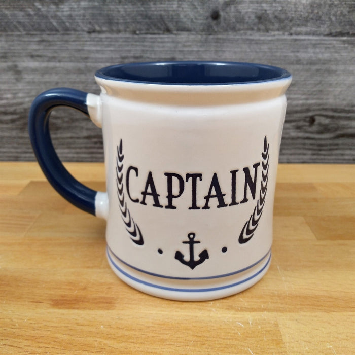 Captain Nautical Coffee Mug 17oz (455ml) Embossed Blue Sky Ceramic Tea Cup