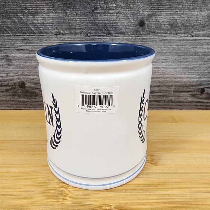 Captain Nautical Coffee Mug 17oz (455ml) Embossed Blue Sky Ceramic Tea Cup