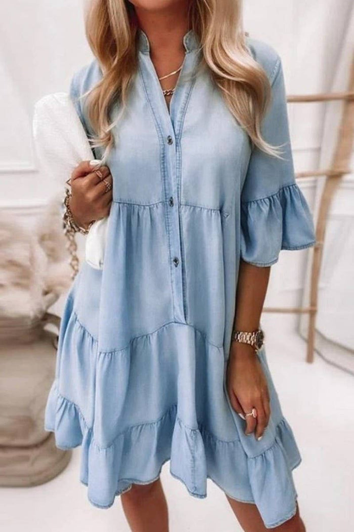 Casual Denim A Line Shirt Dress