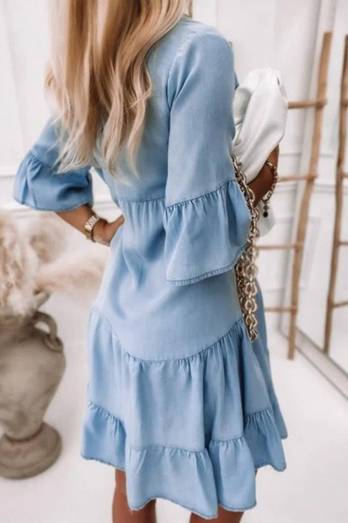 Casual Denim A Line Shirt Dress