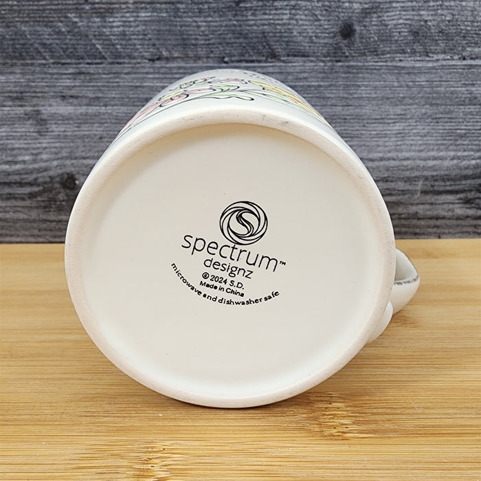 Celebrate Mom Coffee Mug Ceramic Embossed White Floral Tea Cup by Blue Sky