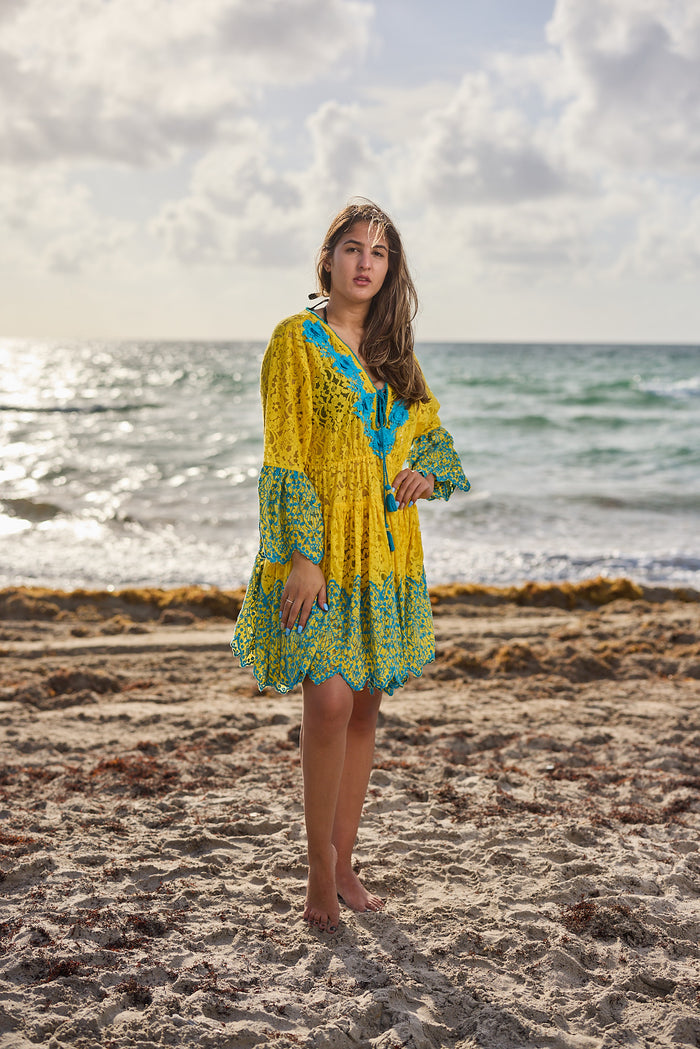 CH-19 Yellow Lace Dress New Arrival 2023 collection