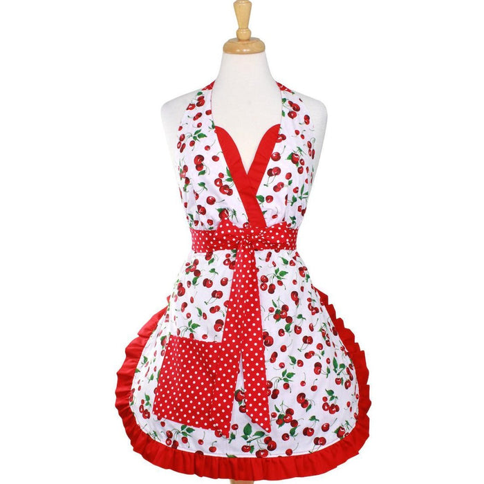 Cherry Pie Holiday Retro Apron on mannequin