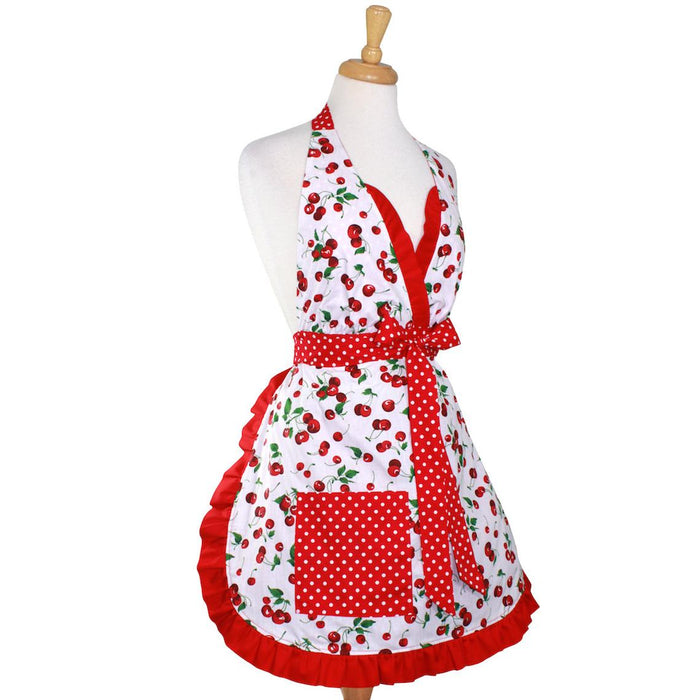Cherry Pie Holiday Retro Apron on mannequin