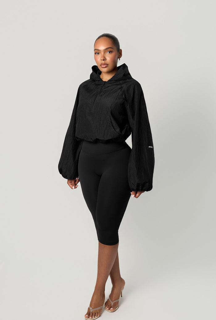 City Drift Cropped Windbreaker - Black