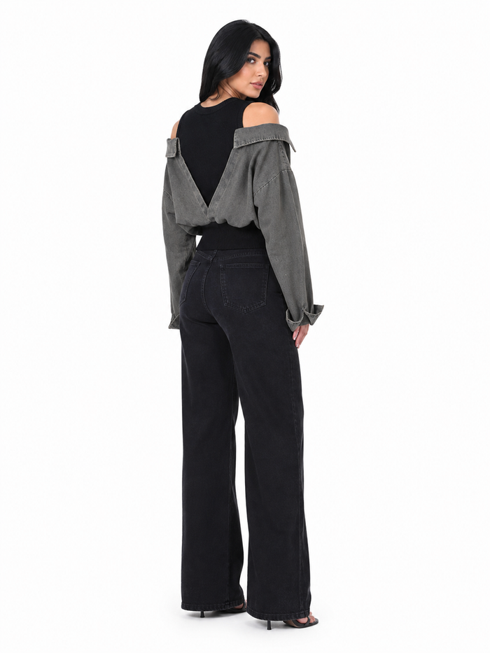 Cold-Shoulder Denim Knit Top - Harper
