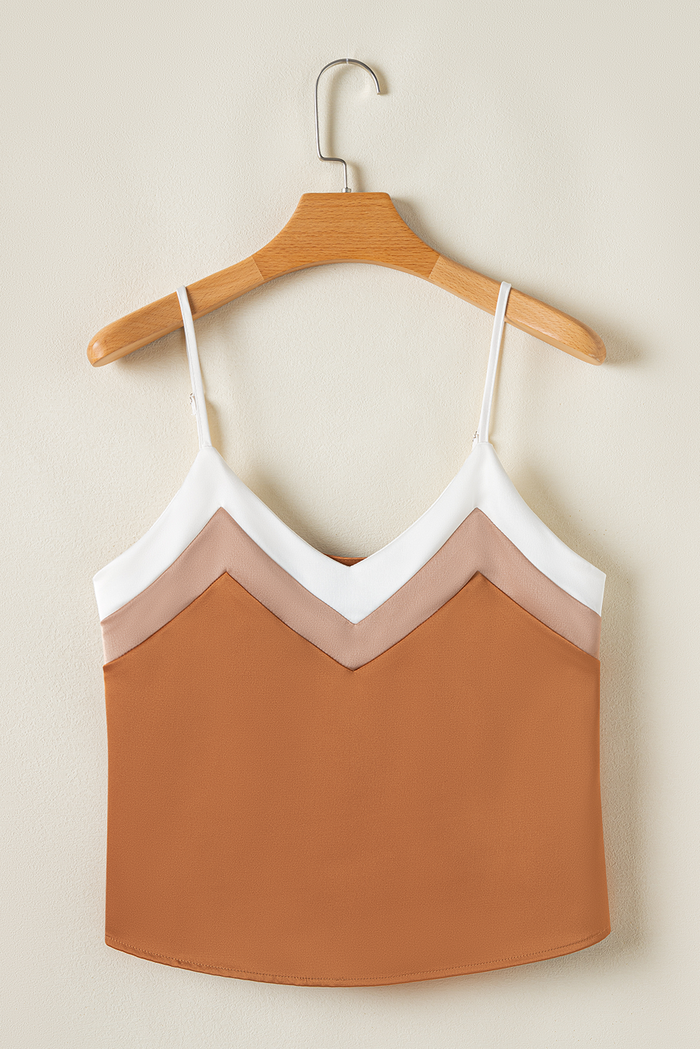 Color Block Spaghetti Straps Tank Top