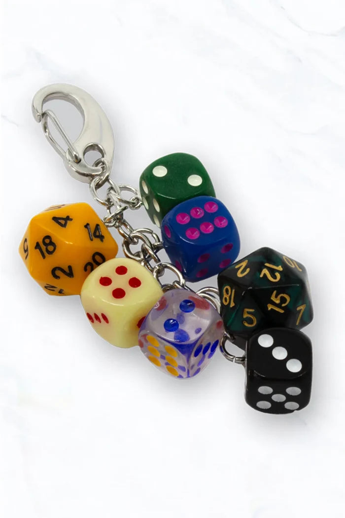 Colorful Dice Cluster Charm Keychain