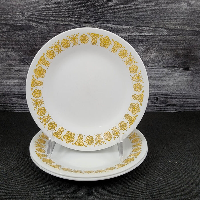 Corelle Corning Butterfly Gold 3 Plate Set Bread & Butter Ceramic White 6 3/4"