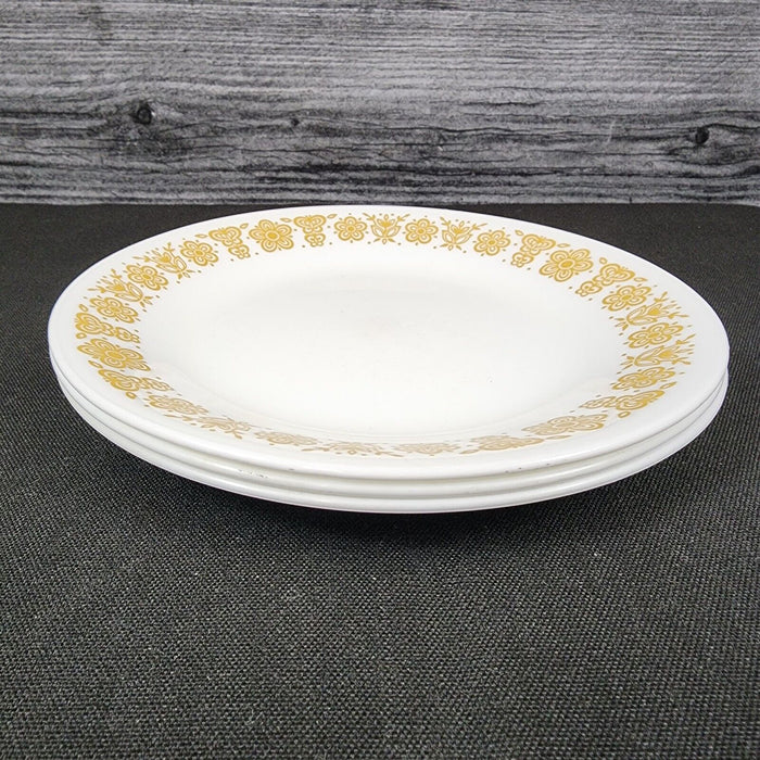 Corelle Corning Butterfly Gold 3 Plate Set Bread & Butter Ceramic White 6 3/4"