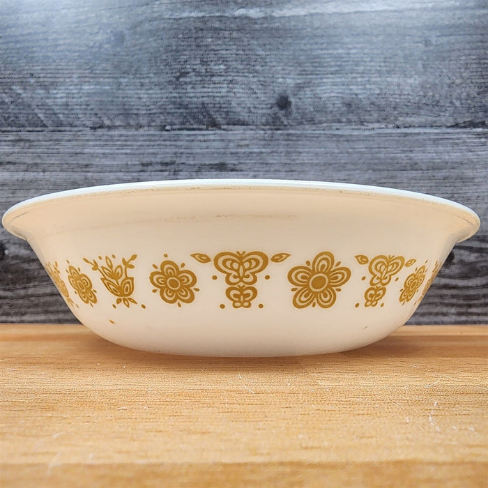 Corelle Corning Butterfly Gold Bowl Set of 4 Fruit Dessert Sauce Ceramic White