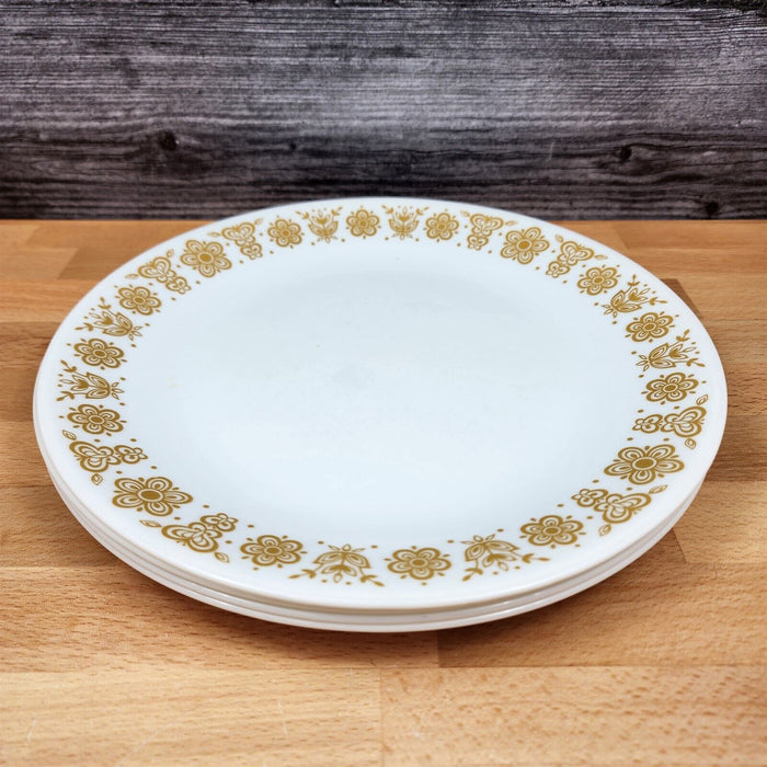 Corelle Corning Butterfly Gold Dinner Plate Set of 4 White Ceramic 10.25" (26cm)