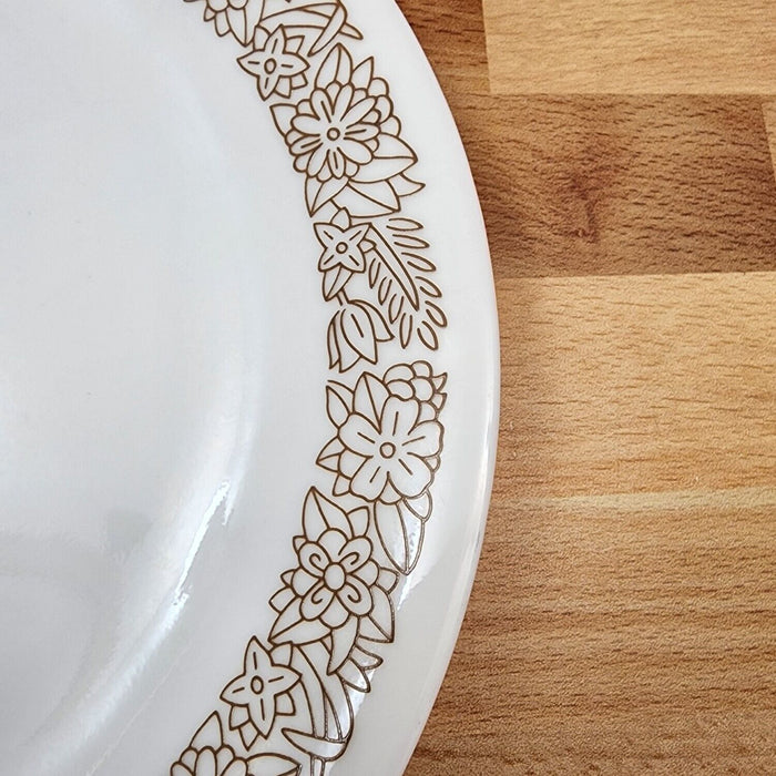 Corelle Corning Woodland Brown 3 Saucer Plate Set Ceramic 6" (15cm) Floral Edge