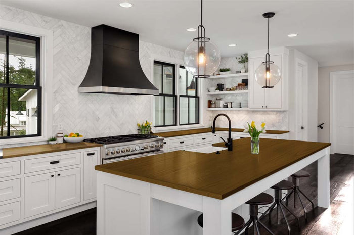 Dark Pecan stained kitchen countertop kit from Retique It featuring a grained wood finish for kitchen islands.