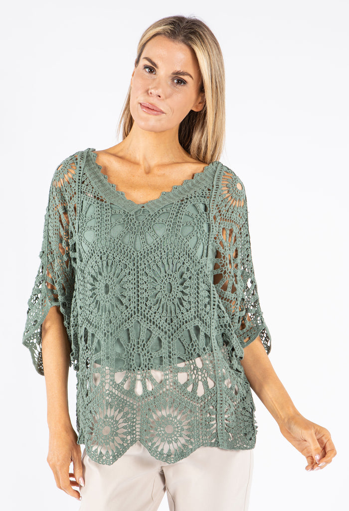 Crochet Two in One V-Neck Top