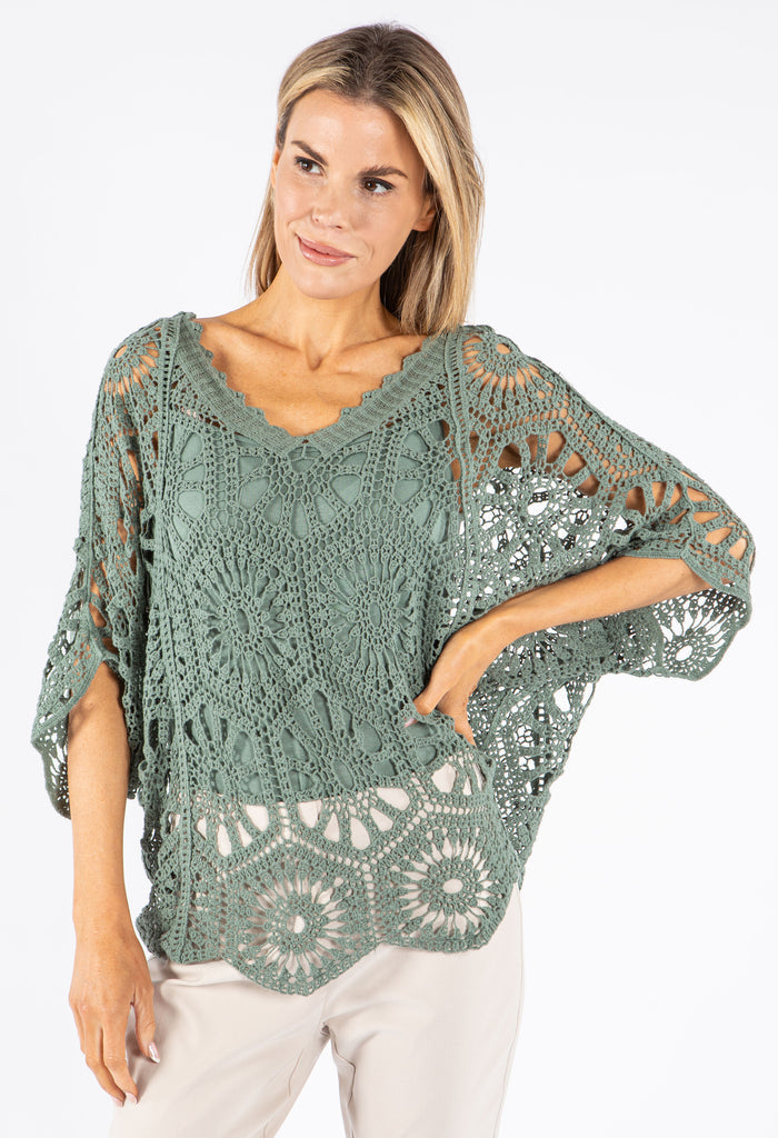 Crochet Two in One V-Neck Top