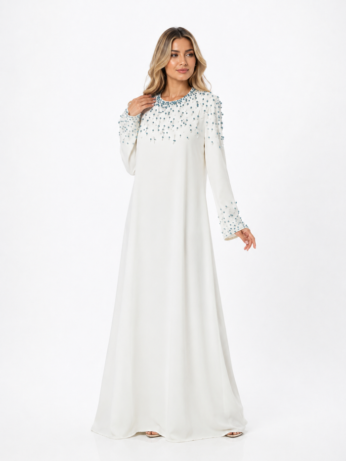 Crystal Beaded Maxi Dress - Ruby