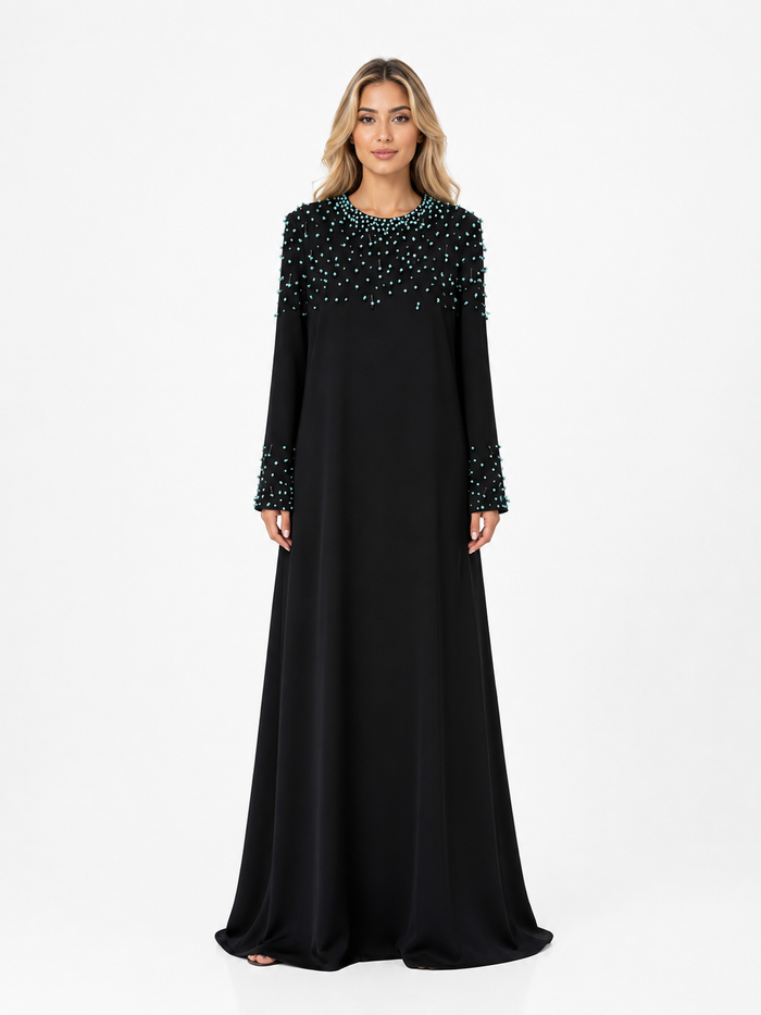 Crystal Beaded Maxi Dress - Ruby