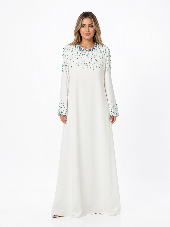 Crystal Beaded Maxi Dress - Ruby