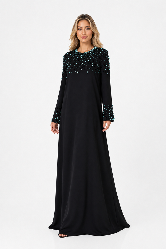 Crystal Beaded Maxi Dress - Ruby