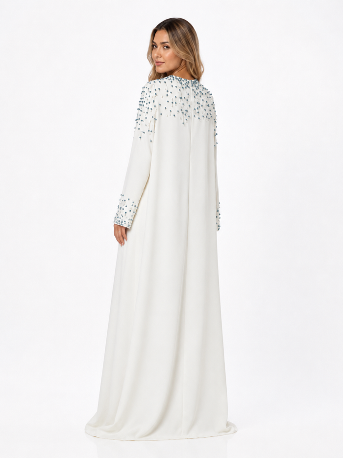 Crystal Beaded Maxi Dress - Ruby