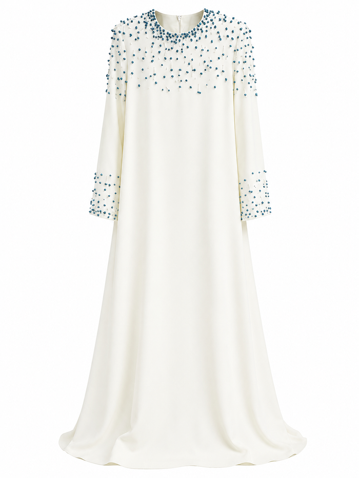 Crystal Beaded Maxi Dress - Ruby