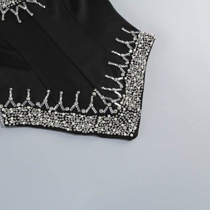Crystal Contrast Ruched Midi Dress - Luna