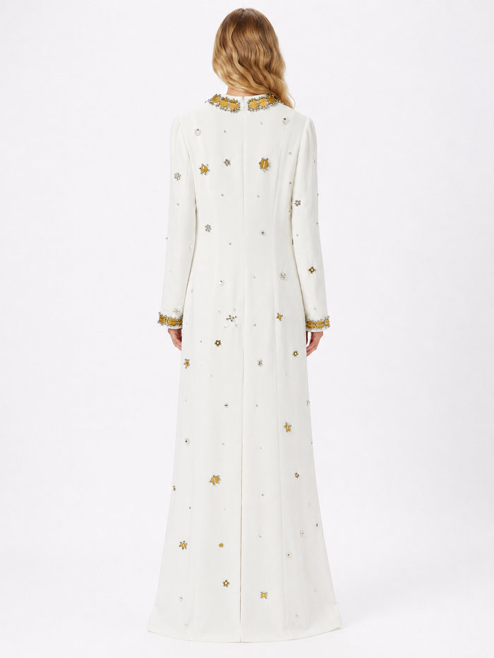 Crystal Embellished Maxi Dress - Ivory