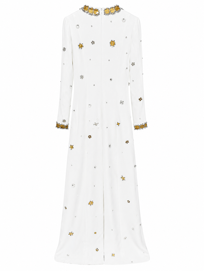 Crystal Embellished Maxi Dress - Ivory