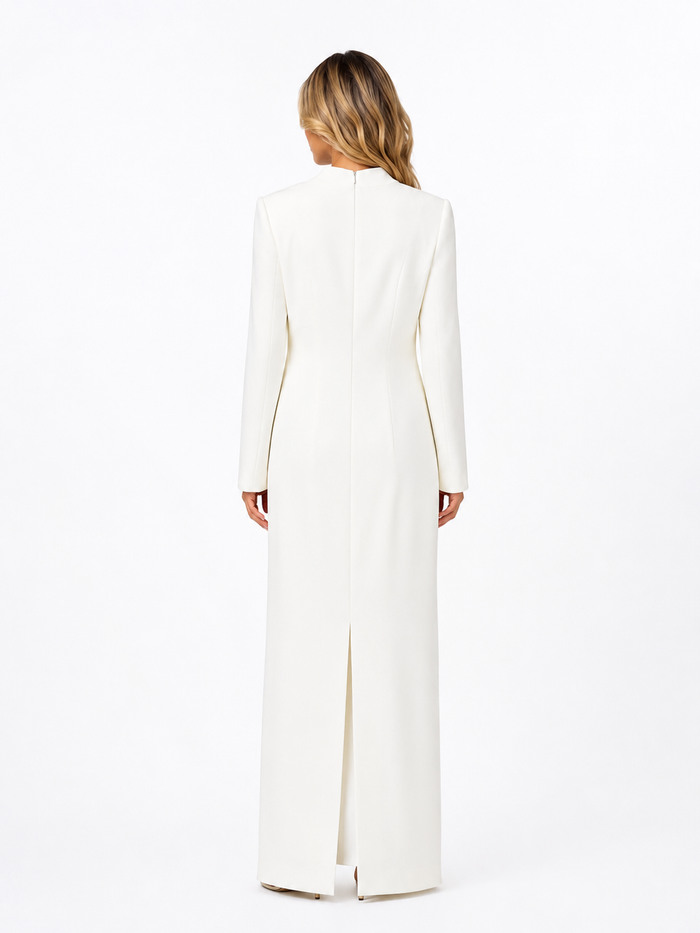 Crystal Floral Trim Maxi Dress - Ivory